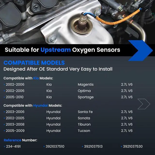 Alt view image 2 of 7 - Oxygen O2 Sensor 234-4191 Upstream Compatible with Hyundai Santa Fe/Sonata/Tiburon/Tucson, Compatible with Kia Magentis/Optima/Sportage,Oxygen Sensor Replacement for 3921037510, 3921037513,1PCS