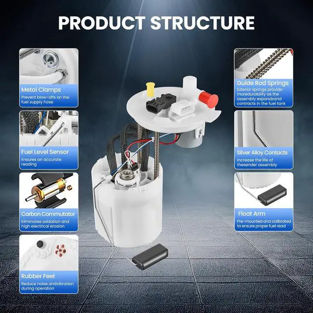 Alt view image 3 of 7 - E4034M Fuel Pump Module Assembly Compatible with Buick Verano 2012-2013 2.0L 2.4L, Compatible with Chevrolet Cruze 2011-2012 L4 1.8L, Replaces 13579908, 13580701