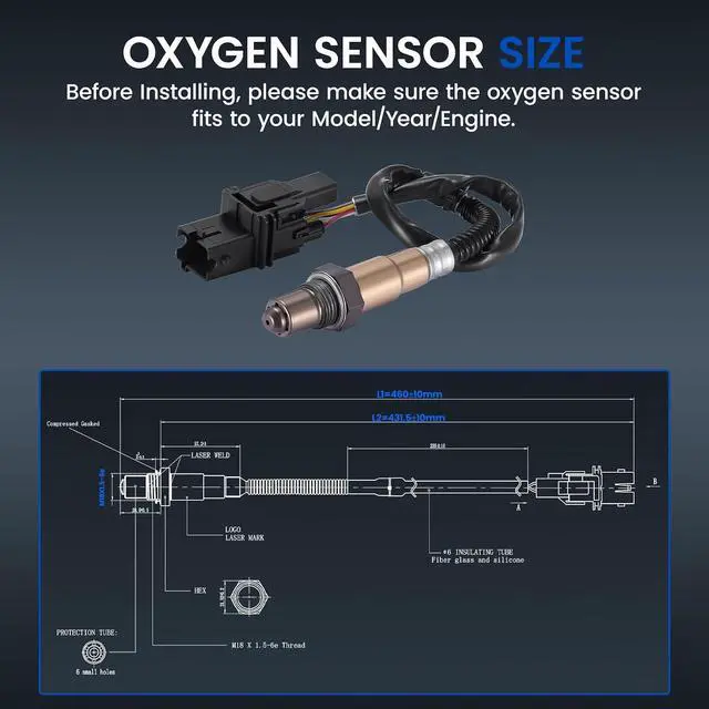Alt view image 3 of 6 - Upstream O2 Sensor for Subaru Forester Impreza Legacy Outback 2000-2002, H4 2.5L, 22791AA00A 15230 17018 Oxygen Sensor Replacement, 1PCS
