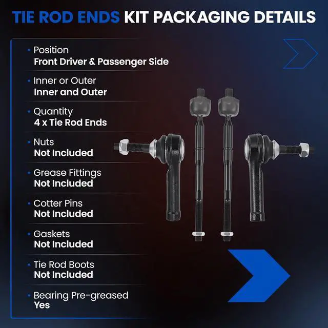 Alt view image 3 of 7 - 4-PC Tie Rod Ends Kits Compatible with Ford Explorer 2011-2018,2xOuter tie rod ES800952,2xInner tie rod EV800893