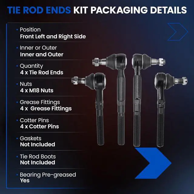 Alt view image 3 of 7 - 4-PC Tie Rod Ends Kits Compatible with Ford F-150 1997-2003,1xInner tie rod ES3364,1xInner tie rod ES3365,1xOuter tie rod ES3366,1xOuter tie rod ES3367