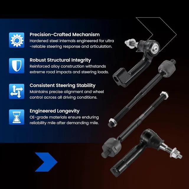 Alt view image 6 of 7 - EV800457 ES800514 ES800515 4-PC Tie Rod Ends Kits Compatible with Ford F-150 2009-2014,2xInner tie rod,2xOuter tie rod
