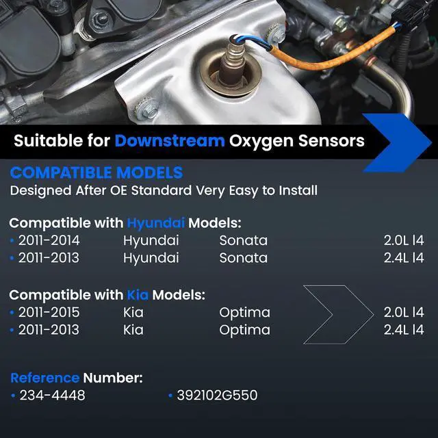 Alt view image 2 of 7 - Downstream Oxygen O2 Sensor 234-4448 for Kia Optima 2011-2013, for Hyundai Sonata 2.0L/2.4L L4, 392102G550 O2 Sensor Replacement, 1PCS
