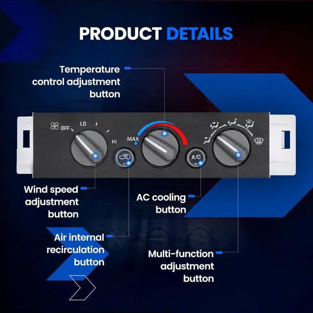 Alt view image 5 of 7 - 599-007 HVAC A/C Heater Climate Control Panel Module with Blower Motor Switch Compatible with Chevy,Compatible with GMC C1500 C2500 C3500 K1500 K2500 K3500 Suburban Tahoe Yukon