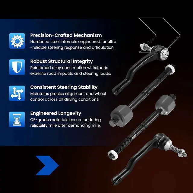 Alt view image 6 of 7 - 4-PC Tie Rod Ends Kits Compatible with Ford Fusion 2013-2020,2xInner tie rod EV801122,1xOuter tie rod ES801110,1xOuter tie rod ES801109