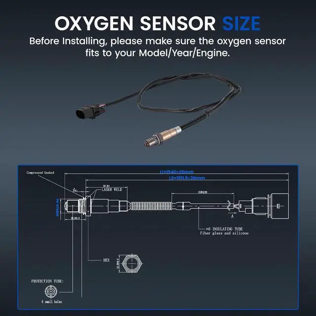 Alt view image 3 of 6 - Upstream O2 Sensor for Audi A4 A8 TT, for Volkswagen Jetta Golf Passat, Touareg Phaeton, 17351 06A906262BC, 021906262B Oxygen Sensor Replacement, 1PCS
