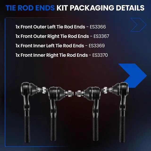 Alt view image 4 of 7 - 4PCS ES3369 ES3370 Front Outer Tie Rod End kit Compatible with Ford F-150 1997-2004