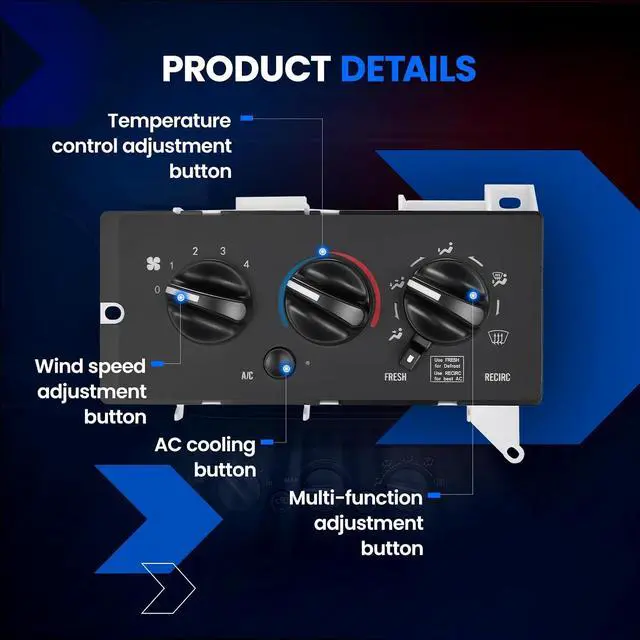 Alt view image 5 of 7 - 11-1225 HVAC A/C Heater Climate Control Panel Module with Blower Motor Switch Compatible with Mack CV 2001-2005 L6 11.9L Replace for 7787-880011 1000149542 3899002 850-7450