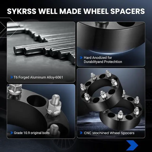 Alt view image 4 of 7 - 6x139.7 Wheel Spacers 2'' Compatible with Toyota 4Runner FJ Cruiser Sequoia Tacoma Tundra, 108 mm Center Bore & 6 Lug Forged 6x5.5 Wheel Adapters M12x1.5 Compatible with Lexus GX460 GX470,4PCS