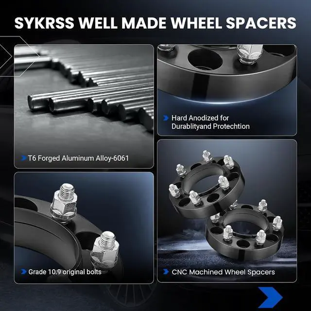 Alt view image 4 of 7 - 6x139.7(6x5.5) Wheel Spacers 1.5inch Compatible with Toyota 4Runner/FJ Cruiser/Land Cruiser/Sequoia Tacoma Tundra, 106mm Center Bore & 6 Lug Forged Wheel Adapters M12x1.5 for GX470 GX460, 4PCS