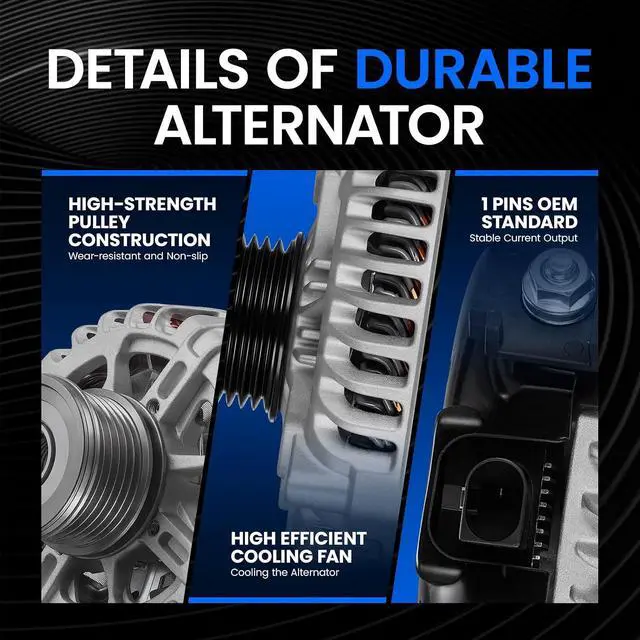 Alt view image 4 of 7 - 11673 Alternator for Nissan Sentra 20132019 1.8L L4, 110A | For Nissan Sentra 20132019, 12V, Clockwise Rotation, 6Groove Clutch Pulley