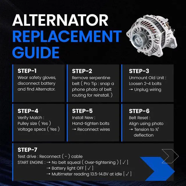 Alt view image 6 of 7 - 11316 Alternator for INFINITI M45 2006-2010 4.5L V8, 150A | For INFINITI Q45 2005-2006. 12V, Clockwise Rotation, Internal Fan, Internal Regulator