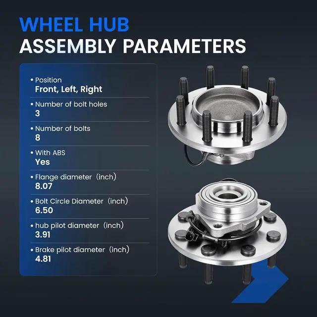 Alt view image 4 of 7 - 515089 Front Wheel Bearing and Hub Assembly Compatible with Dodge Ram 2500 2003-2005 4.7L 5.7L 5.9L, Compatible with Dodge Ram 3500 2003-2005 5.7L 5.9L, RWD, 1 PCS