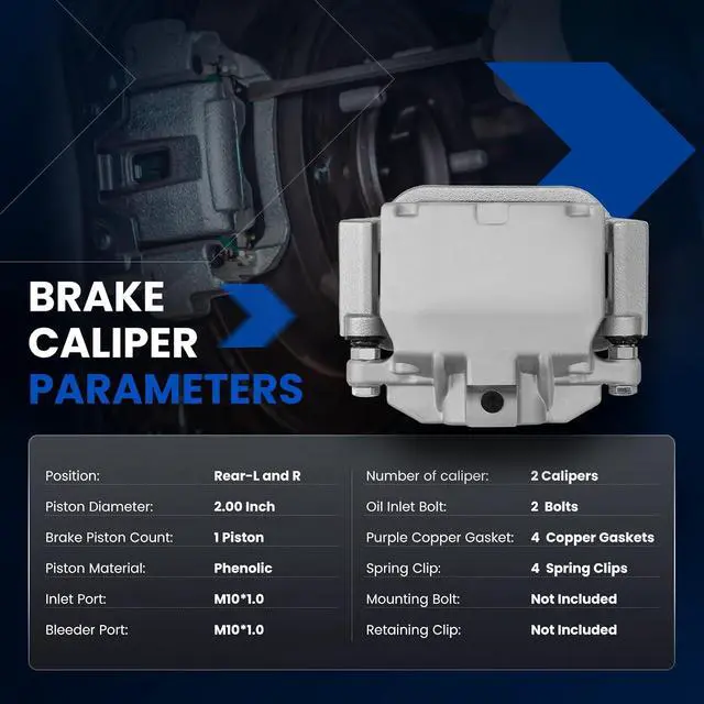 Alt view image 4 of 7 - Rear Brake Caliper Assembly for Chevrolet Silverado 1500 Tahoe | Compatible with GMC Sierra 1500 Yukon, 2007-2018, Replaces for 18B5031 18B5030