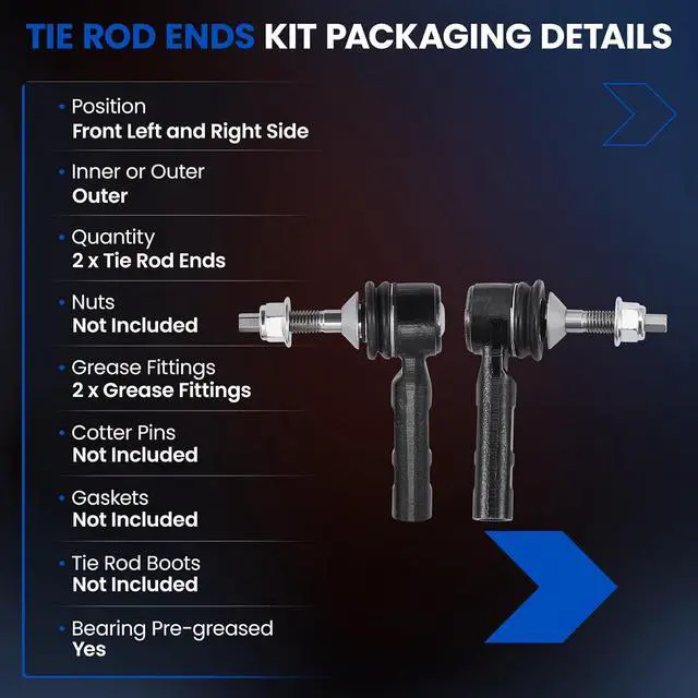 Alt view image 3 of 7 - 2-PC Outer tie rod ES3695 Compatible with FORD EXPEDITION 2003-2006,Compatible with LINCOLN NAVIGATOR 2003-2006