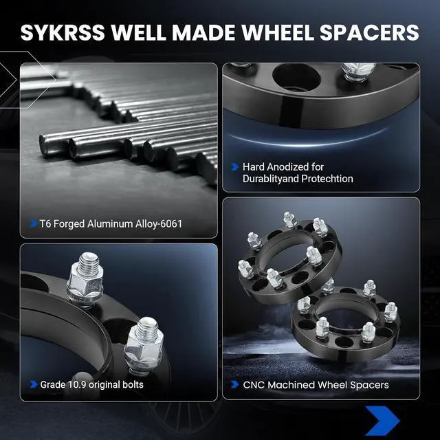 Alt view image 4 of 7 - 1inch 6x5.5 Wheel Spacers Compatible with Toyota 96-22 4Runner FJ Cruiser Sequoia Tacoma Tundra, Compatible with Lexus GX460 GX470, 106mm Center Bore & 6 Lug M12x1.5 Studs & 139.7mm, 4PCS