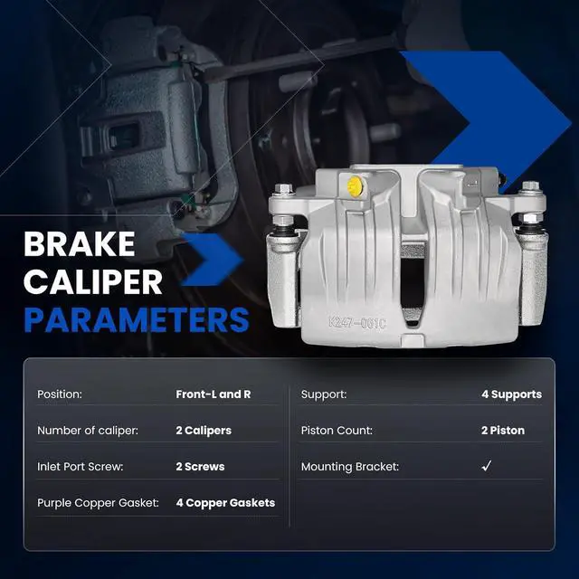 Alt view image 5 of 7 - Front Brake Caliper Assembly Replaces for 18-B4798 18-B4799, Compatible with Chevy SSR Trailblazer EXT 2003-2005, Compatible with GMC Envoy XL 2003-2005, for Ascender 2003-2004