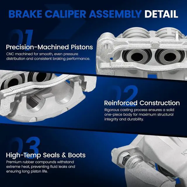 Alt view image 4 of 7 - Front Brake Caliper Assembly Replaces for 18-B4798 18-B4799, Compatible with Chevy SSR Trailblazer EXT 2003-2005, Compatible with GMC Envoy XL 2003-2005, for Ascender 2003-2004