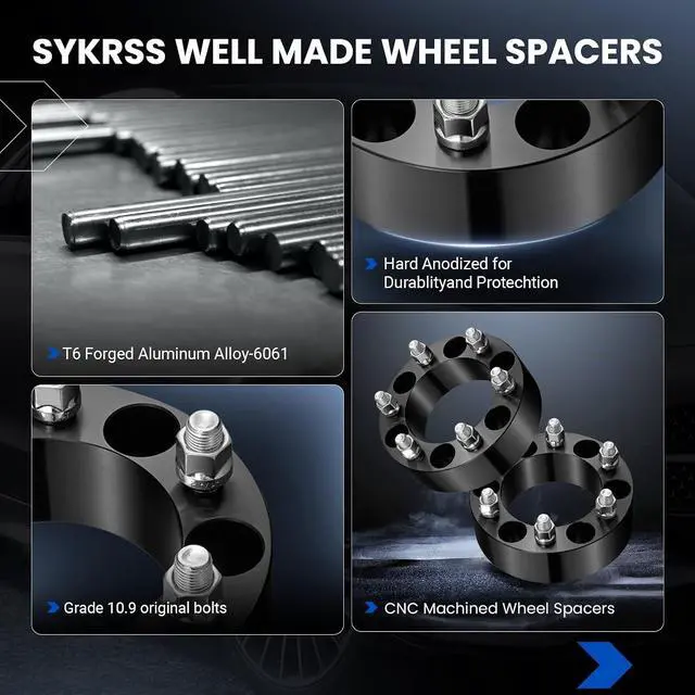Alt view image 4 of 7 - 6x139.7 Wheel Spacers 2inch Compatible with Chevrolet 1999-2022 Silverado 1500 Suburban 1500 Tahoe 1992-2022 GMC, Forged 6 Lug Wheel Adapters M14x1.5 & 108mm Hub Bore,4PCS