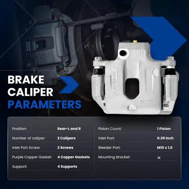 Alt view image 5 of 7 - Rear Brake Caliper Assembly Replaces for 18-B4804 18-B4805, Compatible with Chevy SSR Trailblazer 2003-2006 5.3L 6.0L, Compatible with GMC Envoy 02-09 4.2L 5.3L, for 9-7X 05-09 4.2L 5.3L 6.0L