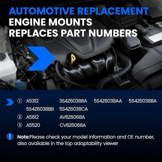 Alt view image 4 of 6 - Engine Motor and Trans Mounts Set of 3 Compatible with Ford Focus 2012-2016 L4 2.0L, Replace for A5312 A5520 A5612