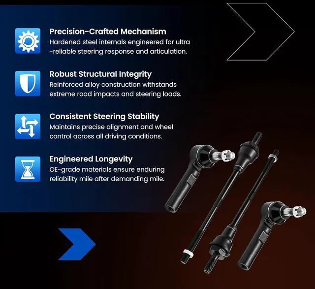 Alt view image 7 of 7 - 4-PC Tie Rod Ends Kits Compatible with Chevy Express2500 2003-2019,2xOuter tie rod ES3609,2xInner tie rod ES80277