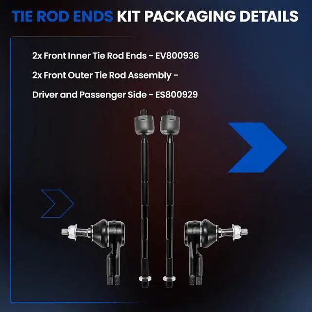 Alt view image 4 of 7 - 4-PC Tie Rod Ends Kits Compatible with Chevy Sonic 2012-2019,2xInner tie rod EV800936,2xOuter tie rod ES80092