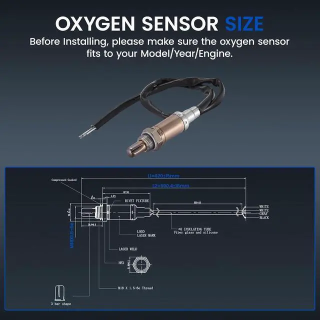 Alt view image 3 of 6 - Up & Downstream O2 Sensor for Ford F-150 Expedition Explorer, for Jeep Cherokee Grand Cherokee Wrangler, Ram Dakota Durango Navigator Tribute, 13891 MD335028 Oxygen Sensor Replacement, 1PCS