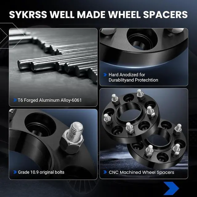 Alt view image 4 of 7 - 5x114.3 Wheel Spacers 1 inch Compatible with Hyundai Elantra/Sonata/Tucson, Forte/Optima/Sportage, Compatible with Kia Forte/Optima/Sportage, 3/6/CX-5, 67.1mm Center Bore M12x1.5,4PCS