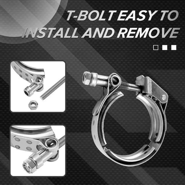 Alt view image 5 of 7 - 2.5" Universal Stainless Steel V Band Clamp Flat Flange Kit Assembly