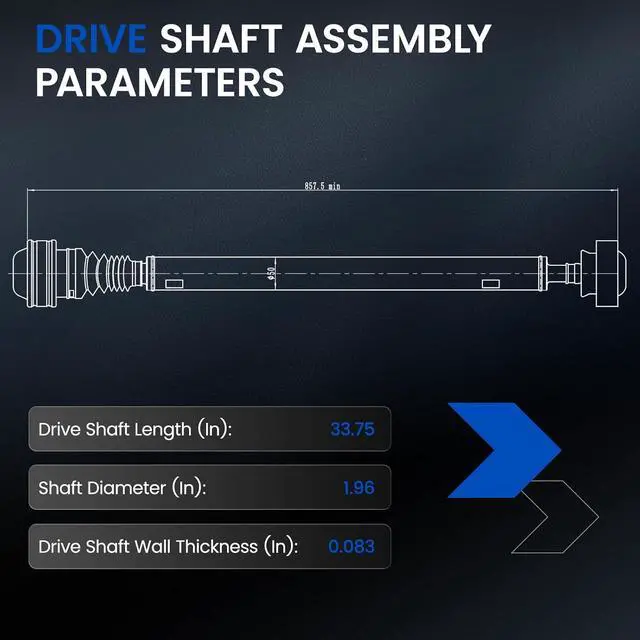 Alt view image 4 of 7 - 938-137 Front Drive Shaft Assembly - Compatible with 2007-2010 Jeep Commander/Grand Cherokee 4.7L/5.7L V8 - Automatic Transmission Required