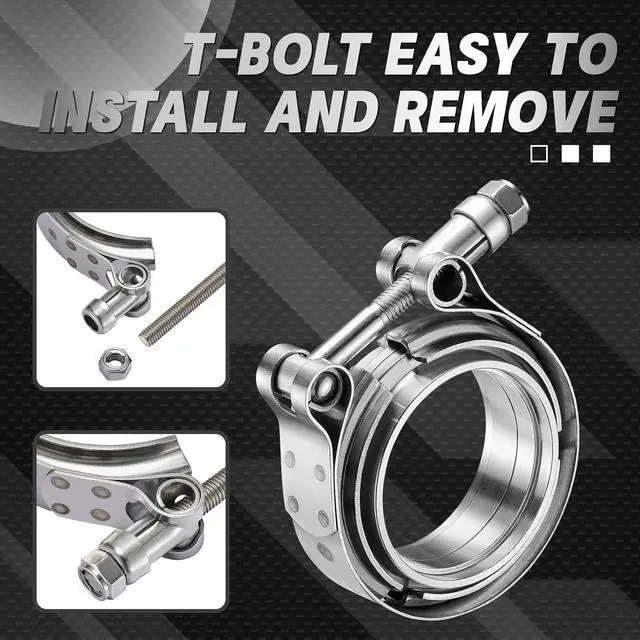 Alt view image 5 of 7 - 2.0 Inch V Band Clamp with Flange Male Female Universal 304 Stainless Steel for car 2PCS