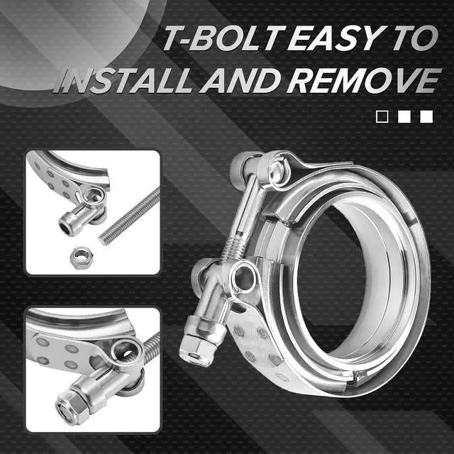 Alt view image 5 of 7 - 2.25" Universal Stainless Steel V Band Clamp Flat Flange Kit Assembly (2.25inch, 2PCS)