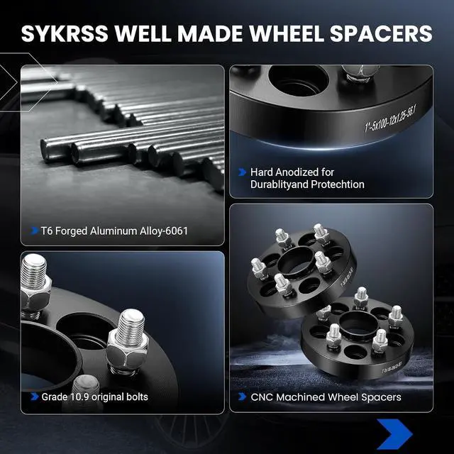 Alt view image 4 of 7 - 5x100 Wheel Spacers 1inch (25.4mm) Compatible with Subaru XV Outback Legacy Impreza Forester, 56.1mm Center Bore & 6 Lug Forged Wheel Adapters M12x1.25 Compatible with Scion Saab, 4PCS