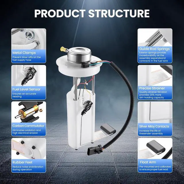 Alt view image 5 of 7 - E7156MN Fuel Pump Module Assembly Compatible with Jeep Wrangler TJ 2003-2004 2.4L 4.0L,GAS, Replaces SP7156M, FE0300