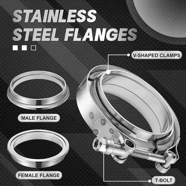 Alt view image 2 of 7 - 3.5 Inch V Band Clamp with Flange Male Female Universal 304 Stainless Steel for car 1PC