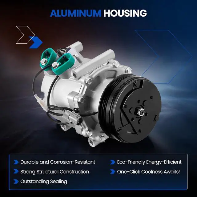 Alt view image 3 of 7 - 78560 Air Conditioning A/C Compressor with Clutch Compatible with Honda Civic 1994-2000 1.5L 1.6L, Compatible with Honda Civic del Sol 1994-1995 1.5L, for CR-V 1997-2001 2.0L, GAS