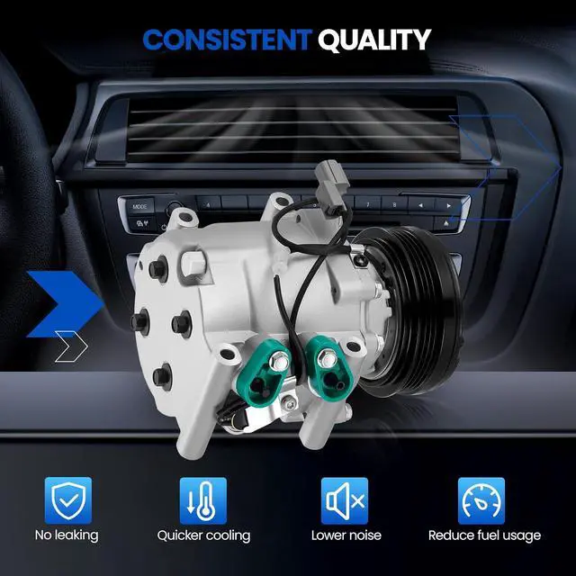 Alt view image 4 of 7 - 78560 Air Conditioning A/C Compressor with Clutch Compatible with Honda Civic 1994-2000 1.5L 1.6L, Compatible with Honda Civic del Sol 1994-1995 1.5L, for CR-V 1997-2001 2.0L, GAS