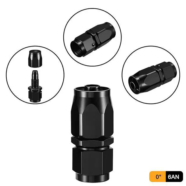 Alt view image 2 of 6 - 6AN Straight Swivel Hose End Fitting Aluminum Seal AN Hose End Fitting for Braided Fuel Line