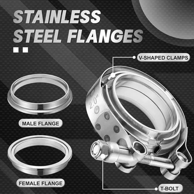 Alt view image 2 of 7 - 2.0 Inch V Band Clamp with Flange Male Female Universal 304 Stainless Steel for car 1PC