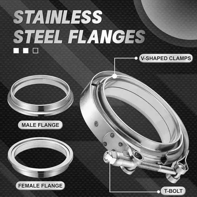 Alt view image 2 of 7 - 4.0 Inch V Band Exhaust Clamp with Flange Male Female Universal 304 Stainless Steel for car 2PCS