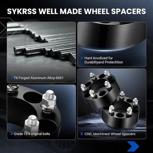 Alt view image 4 of 7 - 2 inch 5x114.3mm Wheel Spacers Compatible with Jeep Wrangler Cherokee, Compatible with Ford Galaxie 500 Mustang, 82.5mm Bore & 5 Lug Wheel Adapters 1/2x20 Studs & 5x4.5, 4PCS, no HubCentric