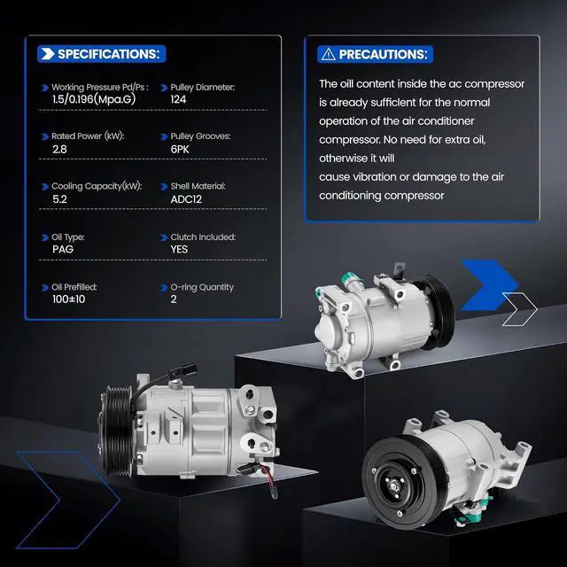 Alt view image 6 of 7 - 168306 Air Conditioning A/C Compressor with Clutch Compatible with Hyundai Elantra 2017, Compatible with Kia Forte Koup 2014-2017, for Forte5 14-16, for Soul 2014-2019, 1.6L L4 GAS