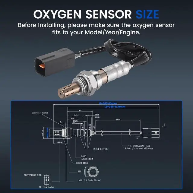 Alt view image 3 of 7 - Downstream Oxygen O2 Sensor 18041 Compatible with Mazda 3/3 Sport 2010 2011 2012 2013, 2.0L/2.5L L4 - Oxygen Sensor Replaces L54118861A9U, 1PCS