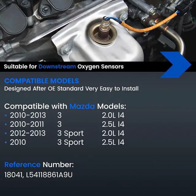 Alt view image 2 of 7 - Downstream Oxygen O2 Sensor 18041 Compatible with Mazda 3/3 Sport 2010 2011 2012 2013, 2.0L/2.5L L4 - Oxygen Sensor Replaces L54118861A9U, 1PCS