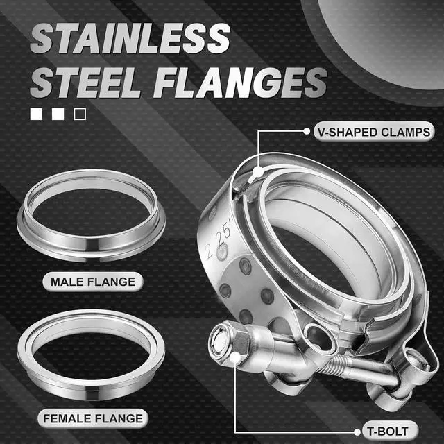 Alt view image 2 of 7 - 2.25 Inch V Band Clamp with Flange Male Female Universal 304 Stainless Steel for car 1PC