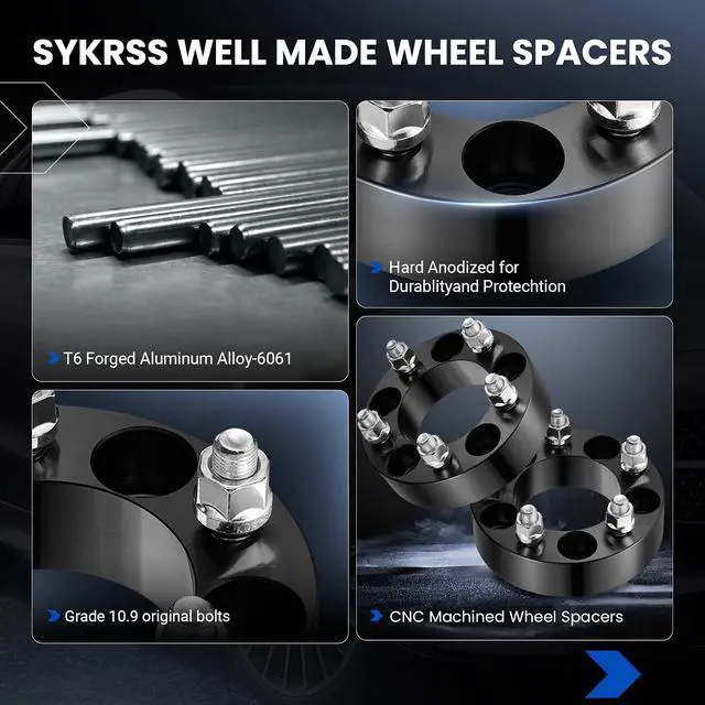 Alt view image 4 of 7 - 1.5 inch 5x4.5 Wheel Spacers Compatible with Ford Edge Explorer Galaxie Mustang, Compatible with Jeep Wrangler, 82.5mm Center Bore & 1/2x20 Studs & 114.3mm Forged Wheel Spacer, 4PCS