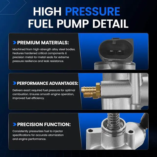 Alt view image 3 of 7 - GDP601 High Pressure Fuel Pump Compatible with Audi A3 A4 A4 Quattro TT TTS Quattro, Compatible with Volkswagen Eos Golf R GTI Jetta Passat