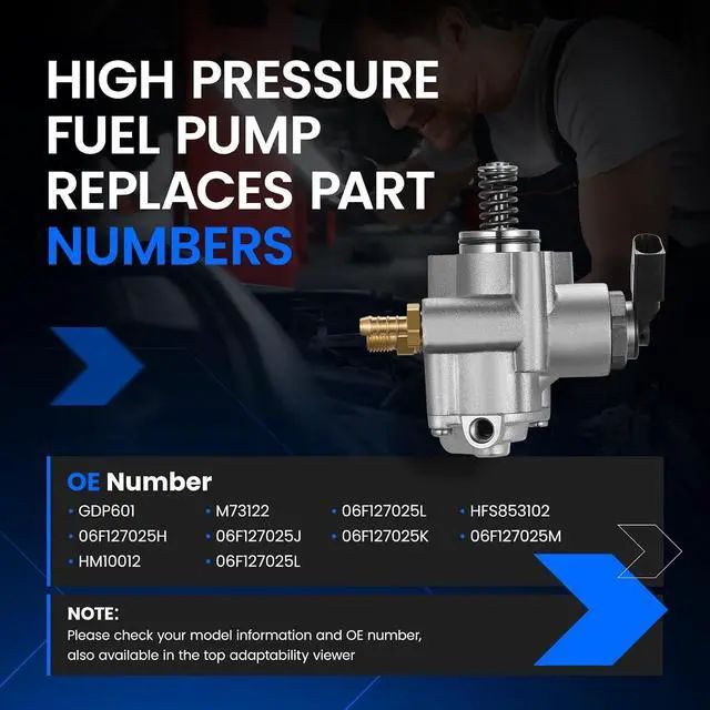 Alt view image 5 of 7 - GDP601 High Pressure Fuel Pump Compatible with Audi A3 A4 A4 Quattro TT TTS Quattro, Compatible with Volkswagen Eos Golf R GTI Jetta Passat