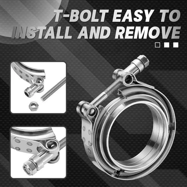 Alt view image 5 of 7 - 3.5 Inch V Band Clamp with Flange Male Female Universal 304 Stainless Steel for car 2PCS